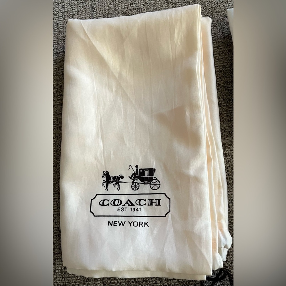 Coach Purse Drawstring Dustbag 20x24, 15x24 inches White Logo Carriage EST 1941 - Picture 2 of 12